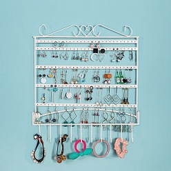 Белый Прямоугольная настенная витрина для железных ювелирных изделий, держатель-органайзер для ювелирных изделий для браслета, Ожерелье, хранение серег, белые, 37x33 см