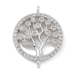 Платина Стойка покрытие латунь прозрачный кубический цирконий плоский круглый с деревянное соединение подвески, долговечный, без кадмия и без свинца, платина, 19x15x2.5 мм, отверстие : 1.2 мм