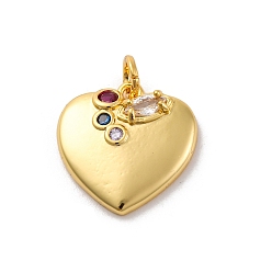 Золотой Латунные микро проложить кубического циркония подвески, долговечный, без свинца и без кадмия, сердце, золотые, 16.5x16x3.5 мм, отверстие : 3 мм