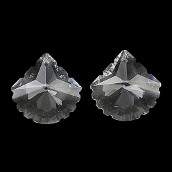 Clear Glass Chandelier Prism Pendants, Faceted Shell Shape Charms, Clear, 37x37x15mm, Hole: 2mm