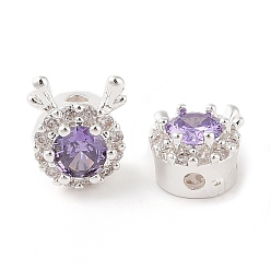 Silver Brass with Cubic Zirconia Beads, Dragon, Silver, 10.5x9x6mm, Hole: 2mm
