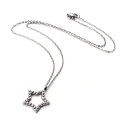 Stainless Steel Color Non-Tarnish 304 Stainless Steel Pendant Necklaces, with Cable Chains, Star, Stainless Steel Color, 17.7 inch(45cm), Pendant: 24x22x2.5mm