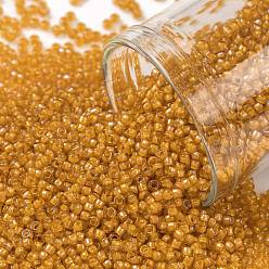 (950) Inside Color Jonquil/Burnt Orange Lined Круглые бусины toho, японский бисер, (950) внутри цвет жонкил / жженый оранжевый на подкладке, 15/0, 1.5 мм, отверстие : 0.7 мм, о 3000шт / бутылка, 10 г / бутылка