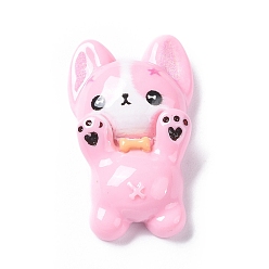 Бледно-Розовый Непрозрачные кабошоны из смолы, собака, розовый жемчуг, 29x18x7 мм