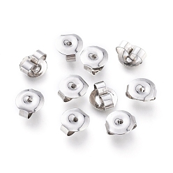 304 Stainless Steel 304 Stainless Steel Ear Nuts, Butterfly Earring Backs for Post Earrings, 6x6.5x3mm, Hole: 0.8mm