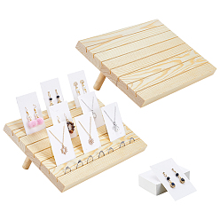 Фора 6шт. 7-слотовые деревянные подставки для карточек, с 60шт. картонных карточек для сережек, оранжевые, 29x19x2 см, около 3 шт / упаковка