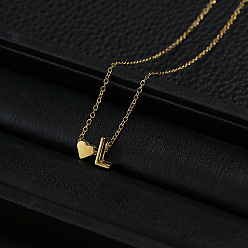 Letter L Ожерелья из сплава с подвеской в виде сердца и буквы для женщин, золотые, Письмо L, 15.75 дюйм (40 см)