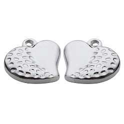 Сердце Подвески из нержавеющей стали, не тускнеющие, цвет нержавеющей стали, сердце, 13x13 мм, 10 шт / комплект