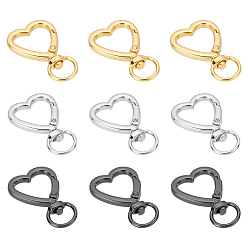 (52) Непрозрачная лаванда 18 шт 3 цвета поворотные застежки из сплава, сердце, разноцветные, 41x26x6 мм, отверстие : 11x9 мм, 6 шт / цвет