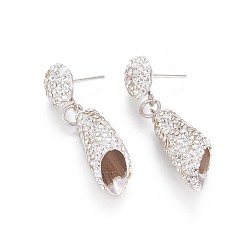 Кристалл Изделия из латуни, с полимерной глиной горный хрусталь, серебряный цвет гальваническим, кристалл, 38 мм , штифт: 0.8 мм