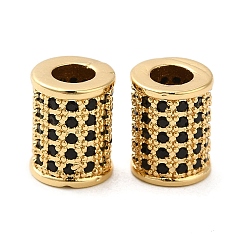 Schwarz Gestell Messing Zirkonia Perlen, langlebig überzogen, Bleifrei und cadmium frei, golden, Kolumne, Schwarz, 10x7.5 mm, Bohrung: 3.8 mm