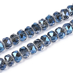 Стально-синий Стеклянные бусины с гальваническим покрытием , рондель, граненые, AB покрытием, стальной синий, 7~8x4.5~5 мм, отверстие : 1.2~1.4 мм, около 79~81 шт / нитка, 15.35~15.94'' (39~40.5 см)