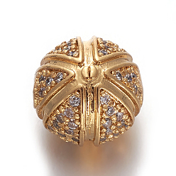 Золотой Латунные микро проложить кубического циркония бусы, круглые, прозрачные, золотые, 10 мм, отверстие : 1.2 мм