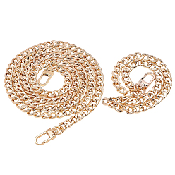 Golden Bag Strap Chains, Iron Curb Link Chains, with Swivel Lobster Claw Clasps, Golden, 120x1cm, 1 strand/set, 235x6mm, 1Strand/set