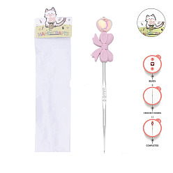 Сливовый Алюминиевые крючки для вязания с силиконовыми бусинами, платина, слива, 160x40x10 мм