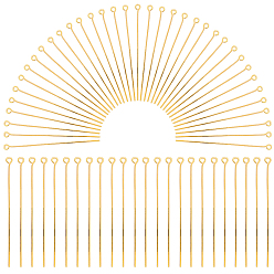 Золотой 600 шт. Латунный штифт с ушком, без кадмия и без свинца, золотые, 21 датчик, 24x0.7 мм, отверстие : 2 мм