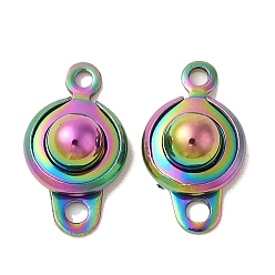 Rainbow Color 201 защелкивающиеся заготовки из нержавеющей стали, Радуга цветов, 15.5x9x5 мм, отверстие : 1.5 мм