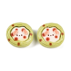 Желто-Зеленый Кабошоны из непрозрачной смолы с мультяшным рисунком, собака в яичном пироге, желто-зеленый, 23~24x25~26x8.5~9.5 мм