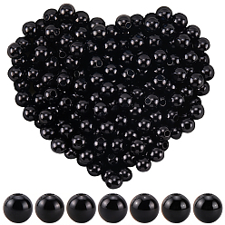 Черный Абс пластиковые жемчужные бисера, круглые, чёрные, 6 мм, отверстие : 2 мм, 1000 шт / комплект