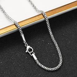 Нержавеющая Сталь Цвет Устойчивые к потускнению 304 ожерелья из нержавеющей стали с попкорном, с карабин-лобстерами , цвет нержавеющей стали, 15.7 дюйм (39.9 см) x 2.5 мм