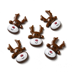 Coconut Brown Christmas Opaque Resin Cabochons, Reindeer, Coconut Brown, 26x17x6mm