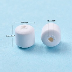 White Handmade Polymer Clay Bead Strands, Column, White, 6.5x6mm, Hole: 1.2mm, about 61pcs/strand, 15.75 inch(40cm)