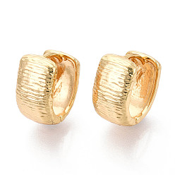 Настоящее золото 18K Латунные серьги обруча, U-образный, реальный 18 k позолоченный, 17x14.5x10 мм