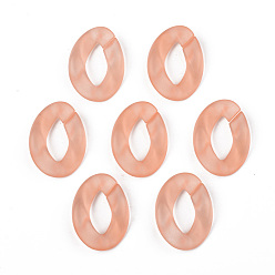 Coral Transparent Acrylic Linking Rings, Quick Link Connectors, for Curb Chains Making, Frosted, Unwelded, Twist, Coral, 39.5x29.5x7.5mm, Inner Diameter: 22x11mm