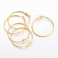 Золотой Латунная фурнитура для серег, DIY материал для баскетбола обруча серьги жены, без никеля , золото, диаметром около 40 мм , толщиной 1.2 мм 