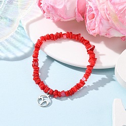 Красный Созвездие не тускнеет 304 браслеты с подвесками из нержавеющей стали, Браслеты из натуральных пресноводных ракушек, эластичные, для мужчин и женщин, созвездие, Овен, красные, 1/8 дюйм (0.4 см) ~ 1/4 дюйм (0.6 см), внутренний диаметр: 2 дюйм (5.2 см)