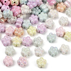 (52) Непрозрачная лаванда Непрозрачные акриловые бусины с УФ-покрытием, радужный, цветка сливы, разноцветные, 12.5x13x8 мм, отверстие : 2 мм