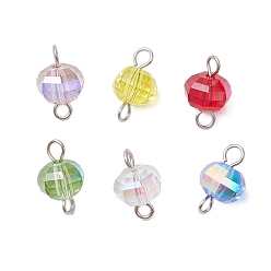 (52) Непрозрачная лаванда 304 подвески-соединители из нержавеющей стали с открытыми соединительными кольцами и стеклянными бусинами, разноцветные, 12.5~13x8 мм, отверстие : 1.5 мм, 6 шт / комплект