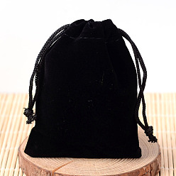 Black Rectangle Velvet Pouches, Gift Bags, Black, 15x10cm
