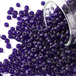 (8DF) Transparent Frost Cobalt Круглые бусины toho, японский бисер, (8 df) прозрачный морозный кобальт, 8/0, 3 мм, отверстие : 1 мм, о 222шт / бутылка, 10 г / бутылка