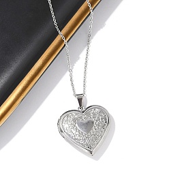 Нержавеющая Сталь Цвет Антикоррозийные 304 подвеска в виде сердца из нержавеющей стали, ожерелья с цепочкой из кабеля для женщин, цвет нержавеющей стали, 15.75 дюйм (40 см), подвески: 29x29x7 мм, внутренний диаметр: 20x21 мм