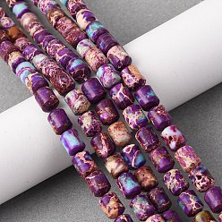 Имперская яшма Натуральные имперские нитки из бисера яшмы, колонка, 7~8x6 мм, отверстие : 1 мм, около 49 шт / нитка, 14.88''~15.08'' (37.8~38.3 см)