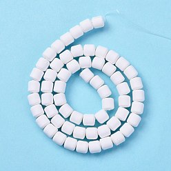White Handmade Polymer Clay Bead Strands, Column, White, 6.5x6mm, Hole: 1.2mm, about 61pcs/strand, 15.75 inch(40cm)