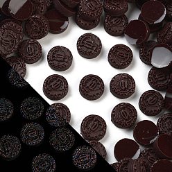 Плоский Круглый Кабошоны из светящейся смолы, имитация шоколада, светится в темноте, чёрные, плоско-круглые, 9x3 мм