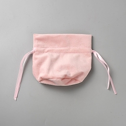 Pink Бархатные мешочки для хранения конфет на завязках, с лентой, прямоугольные, розовые, 16x14x0.2 см