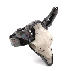 Белый Регулируемые манжеты из латуни и смолы, бык голова, золотые, белые, внутренний диаметр: 20 мм