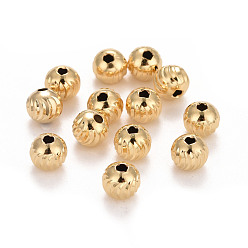 Real 24K Gold Plated Eco-Friendly Brass Beads, Long-Lasting Plated, Lead Free & Cadmium Free, Round, Real 24K Gold Plated, 6mm, Hole: 1.6mm