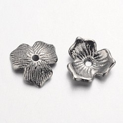 Черный Цвет Металла Тибетском стиле сплав шарик крышки, без свинца и без кадмия, металлический черный , 11x2.5 мм, отверстие : 1.5 мм