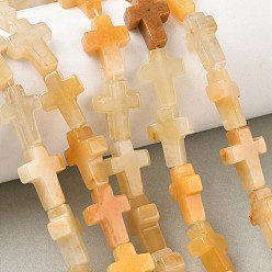 Topaz Jade Natural Topaz Jade Beads Strands, Religion Cross, 15x11x5mm, Hole: 1.5mm, about 27pcs/strand, 15.75''(40cm)