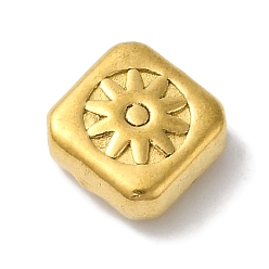 Золотой 304 из нержавеющей стали бусы, ромб с солнцем, золотые, 7x7x3 мм, отверстие : 0.9 мм
