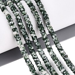Green Spot Jasper Natural Green Spot Jasper Beads Strands, Rondelle, Faceted, 4x2~2.5mm, Hole: 0.7~1mm, about 156~162pcs/strand, 14.76~15.16 inch(37.5~38.5cm)