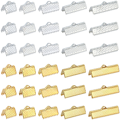 Золотой & Серебряный 200шт. 10 стили сплава ленты концы, прямоугольные, золотой и серебряный, 7.5~8x8~25 мм, отверстие : 1.2~4 мм, 20 шт / стиль