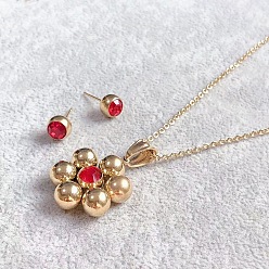 Гиацинт 304 комплекты из серег-гвоздиков и ожерелий с подвесками из нержавеющей стали со стразами, цветок, гиацинт, 17.72 дюйм (45 см)