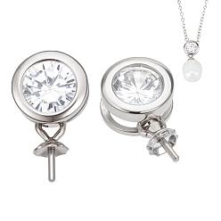 Платина 2 шт. 925 подвески из стерлингового серебра с микропаве из кубических цирконий, платина, 11x6.5x4.5 мм