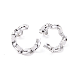 Stainless Steel Color Non-Tarnish 304 Stainless Steel Stud Earring for Women, Twist Letter C, Stainless Steel Color, 19x17.5x3.5mm, Pin: 0.8mm