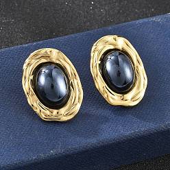 Золотой 201 овальные серьги-гвоздики из нержавеющей стали, с 304 штифтами из нержавеющей стали и пластиком, ионное покрытие (ip), золотые, 27.5x20.5 мм